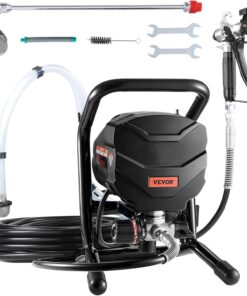 VEVOR Stand Airless Paint Sprayer, 650W High Efficiency Airless Sprayer, 3000PSI Electric Paint Sprayer Machine Extension Rod and Cleaning Kits for Interior and Exterior Furniture/Fence/Home/House | For Interior and Exterior Furniture/Fence/Home, 3000PSI Electric Paint Sprayer Machine Extension Rod and Cleaning Kits, Black