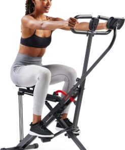 Sunny Health & Fitness Smart Upright Row-N-Ride Trainer w/Adjustable Resistance & 330LB Weight Capacity, Foldable Home Exercise Equipment for Arm, Glute & Leg Training, Free SunnyFit App Connection