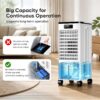 Portable Air Conditioners, 4-IN-1 Swamp Cooler, Evaporative Air Coolers with 3 Speeds & 4 Modes, 2-Gal Water Tank for Cooling, 15-20 FT/s Remote and Touch Control for Indoors Use