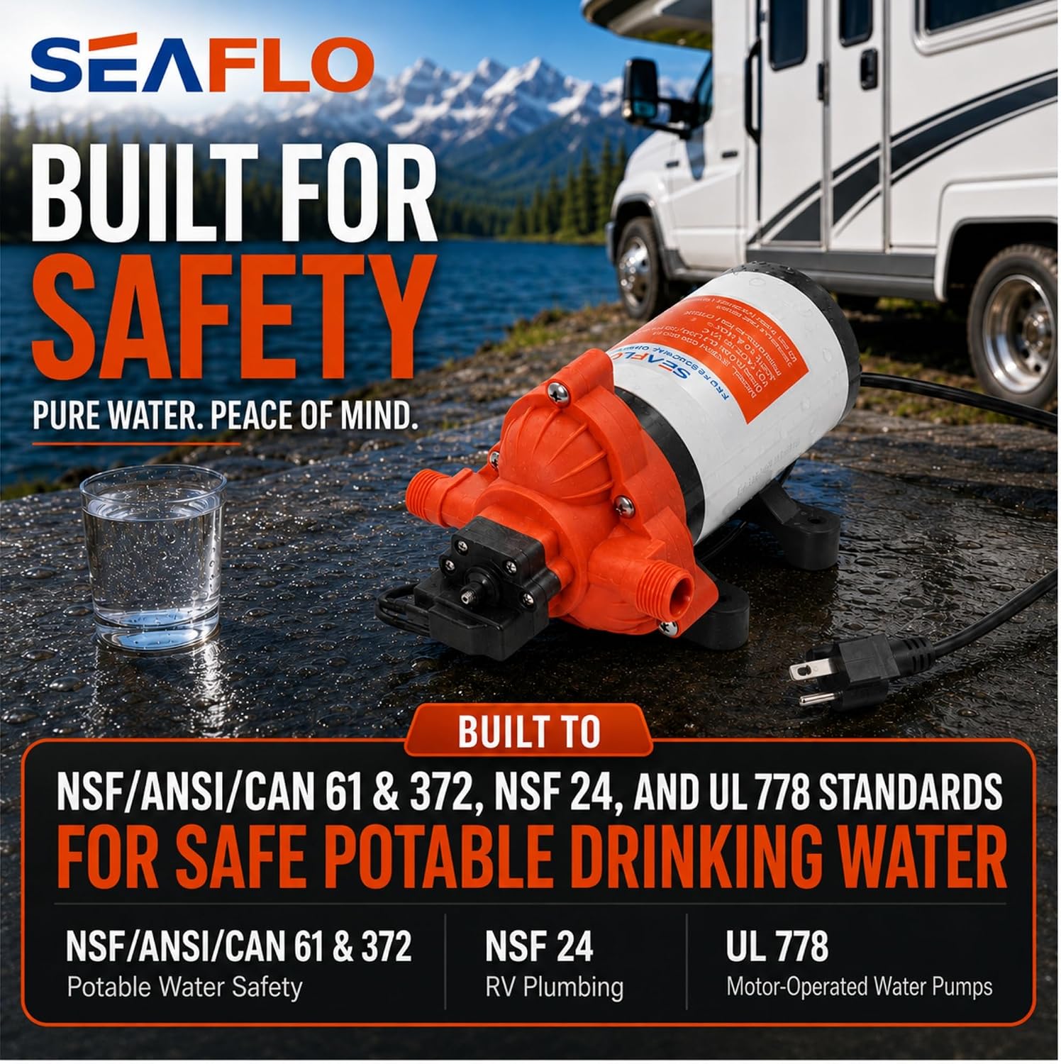 SEAFLO 33 Series 110V/115V AC Fresh Water Pump, 3.3 GPM 45 PSI Self-Priming Pressure Pump with Smart Pressure Switch, Automatic Demand Pump for RV, Caravan Marine Boat Industrial Use, 4-Year Warranty SEAFLO 33 Series 110V/115V AC Fresh Water Pump, 3.3 GPM 45 PSI Self-Priming Pressure Pump with Smart Pressure Switch, Automatic Demand Pump for RV, Caravan Marine Boat Industrial Use, 4-Year Warranty - Image 8