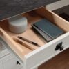 Sauder Palladia L Shaped Desk with Drawers, Office Desk with File Cabinet Storage, Cable Management, Keyboard Tray, in Glacier Oak Finish Sauder Palladia L Shaped Desk with Drawers, Office Desk with File Cabinet Storage, Cable Management, Keyboard Tray, in Glacier Oak Finish
