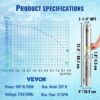 VEVOR Deep Well Submersible Pump 1 HP 115V/60Hz 37 GPM Flow 207 ft Head | for Industrial Irrigation & Home Use, 4" Stainless Steel Water Pump, with 33 ft Electric Cord, Copper Motor, IP68 Waterproof VEVOR Deep Well Submersible Pump 1 HP 115V/60Hz 37 GPM Flow 207 ft Head | for Industrial Irrigation & Home Use, 4" Stainless Steel Water Pump, with 33 ft Electric Cord, Copper Motor, IP68 Waterproof