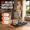 Walking Pad Treadmill with Handle Bar, 8% Incline Under Desk Treadmill | 2.5HP quiet motor, 265 lb capacity, 0.6-4 MPH speed, 15 x 35.4 in belt, compact for home office and small spaces