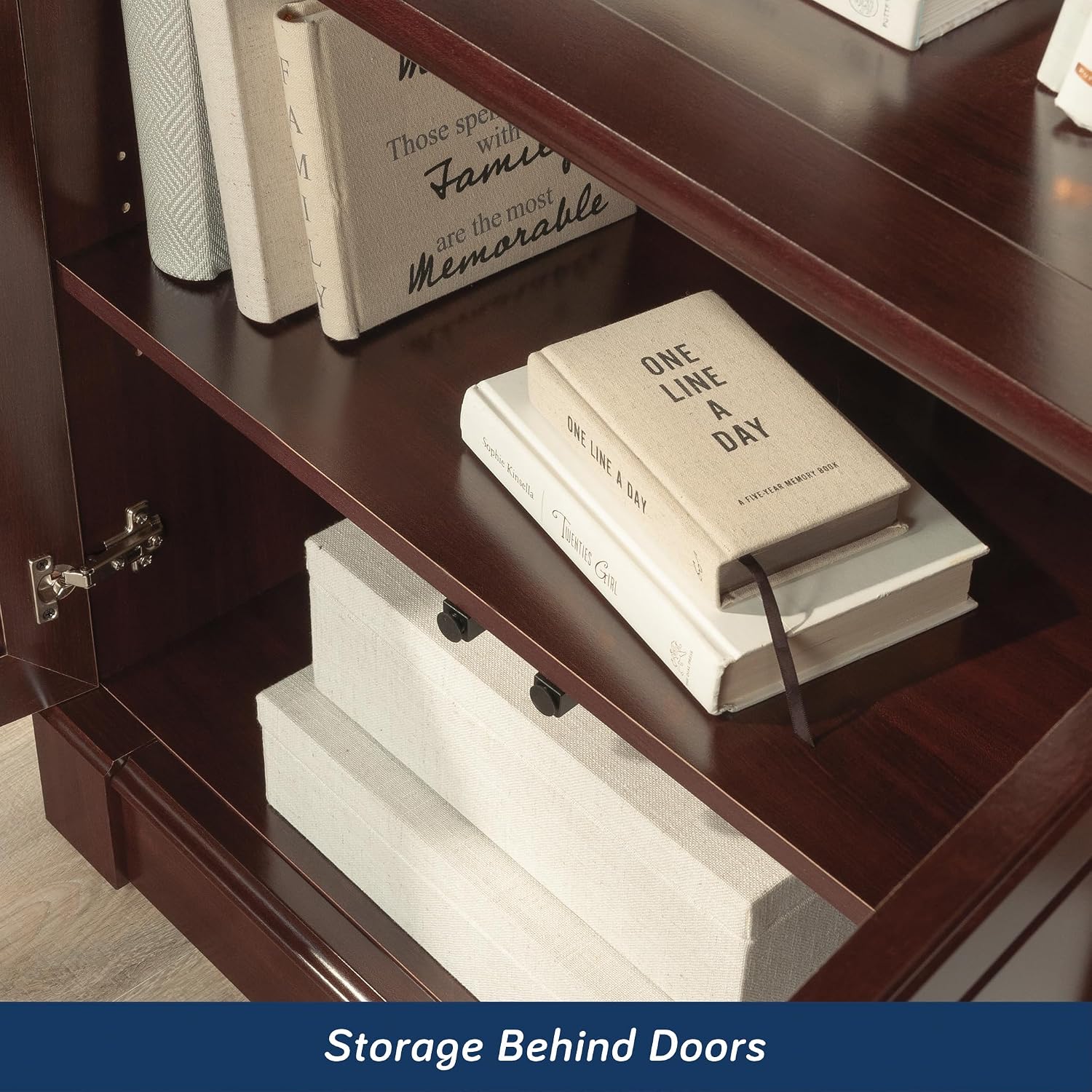 Sauder Palladia Book Shelf, Bookshelf with Storage, Library Bookcase with Doors and Adjustable Shelves, in Select Cherry finish Sauder Palladia Book Shelf, Bookshelf with Storage, Library Bookcase with Doors and Adjustable Shelves, in Select Cherry finish - Image 10