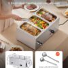 VEVOR 3-Pan Commercial Food Warmer, 24QT Electric Steam Table, 1200W Professional Countertop Stainless Steel Buffet Bain Marie with 86-185°F Temp Control for Catering and Restaurants, Silver