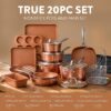 GOTHAM STEEL HAMMERED 20 Pc Pots and Pans Set Non Stick Ceramic Cookware | Deep Frying Pan & Bakeware Set Included, Non Toxic PFOA/PFOS Free, Induction Compatible, Oven & Dishwasher Safe, Copper GOTHAM STEEL HAMMERED 20 Pc Pots and Pans Set Non Stick Ceramic Cookware | Deep Frying Pan & Bakeware Set Included, Non Toxic PFOA/PFOS Free, Induction Compatible, Oven & Dishwasher Safe, Copper