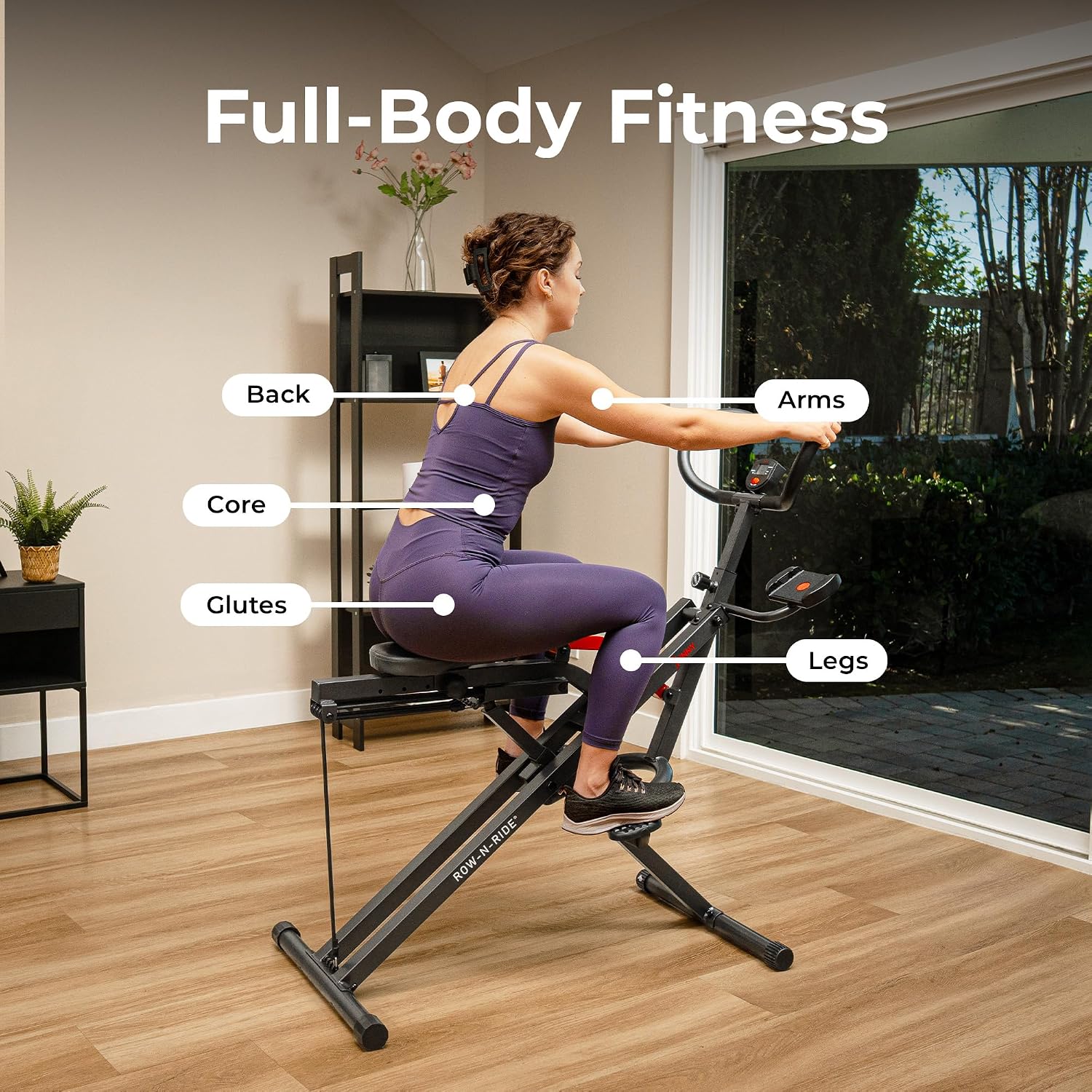 Sunny Health & Fitness Smart Heavy-Duty Row-N-Ride, Full-Body Squat Assist | Free SunnyFit App, Multi-Exercise Training, 3 Squat Depths, 5 Resistance Levels, 350LB Capacity, Compact Foldable Design Sunny Health & Fitness Smart Heavy-Duty Row-N-Ride, Full-Body Squat Assist | Free SunnyFit App, Multi-Exercise Training, 3 Squat Depths, 5 Resistance Levels, 350LB Capacity, Compact Foldable Design - Image 3