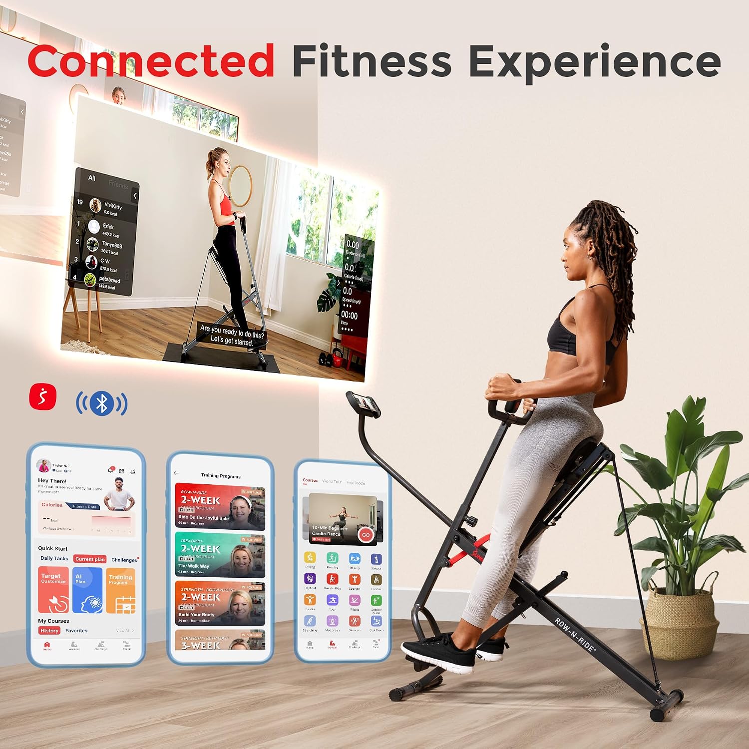 Sunny Health & Fitness Smart Upright Row-N-Ride Trainer w/Adjustable Resistance & 330LB Weight Capacity, Foldable Home Exercise Equipment for Arm, Glute & Leg Training, Free SunnyFit App Connection Sunny Health & Fitness Smart Upright Row-N-Ride Trainer w/Adjustable Resistance & 330LB Weight Capacity, Foldable Home Exercise Equipment for Arm, Glute & Leg Training, Free SunnyFit App Connection - Image 5