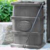FCMP Outdoor Slim Line Design 45-Gallon Wood Grain Outdoor Home Rain Water Catcher Barrel Flat Back Container with Spigots and Mesh Screen, Grey