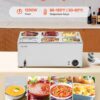 VEVOR 6-Pan Commercial Food Warmer, 24QT Electric Steam Table, 1200W Professional Countertop Stainless Steel Buffet Bain Marie with 86-185°F Temp Control for Catering and Restaurants, Silver