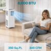 IDEALHOUSE 8000 BTU Portable Air Conditioner, 4-in-1 Portable AC Unit with Cooling, Dehumidifier, Fan & Sleep Mode, Cools up to 350 Sq. Ft, 24H Timer, Remote Control & Window Kit, White