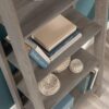 Sauder Ladder Bookshelf 5 Tier Trestle Ladder Shelf Wooden Bookcase, in Mystic Oak