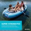 INTEX Excursion 4-Person Inflatable Fishing Boat River Raft Set with Oars | 66324EP - Portable Boat with Extra Wide Cockpit and High-Ouput Hand Pump, 10ft 4in × 5ft 5in