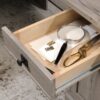 Sauder Palladia L Shaped Desk with Drawers, Office Desk with File Cabinet Storage, Cable Management, Keyboard Tray, in Split Oak finish Sauder Palladia L Shaped Desk with Drawers, Office Desk with File Cabinet Storage, Cable Management, Keyboard Tray, in Split Oak finish