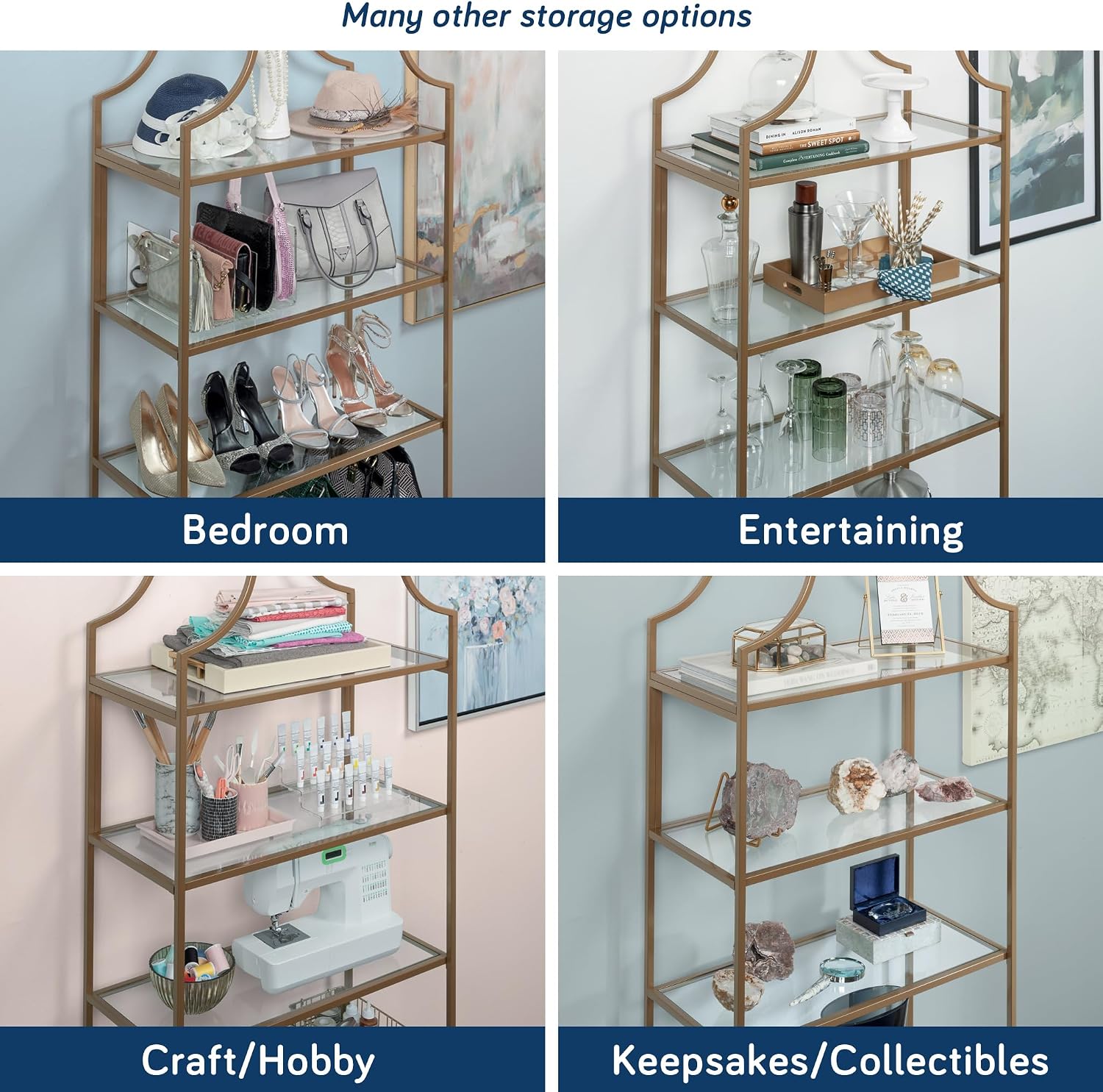 Sauder International Lux Bookcase/ book shelf, Satin Gold finish Sauder International Lux Bookcase/ book shelf, Satin Gold finish - Image 6