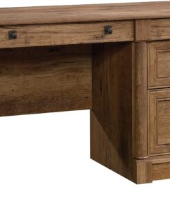 Sauder Palladia Computer Desk with Drawers, Home Office Desk with File Cabinet Storage Drawer, Cable Management, Keyboard Tray, in Vintage Oak finish
