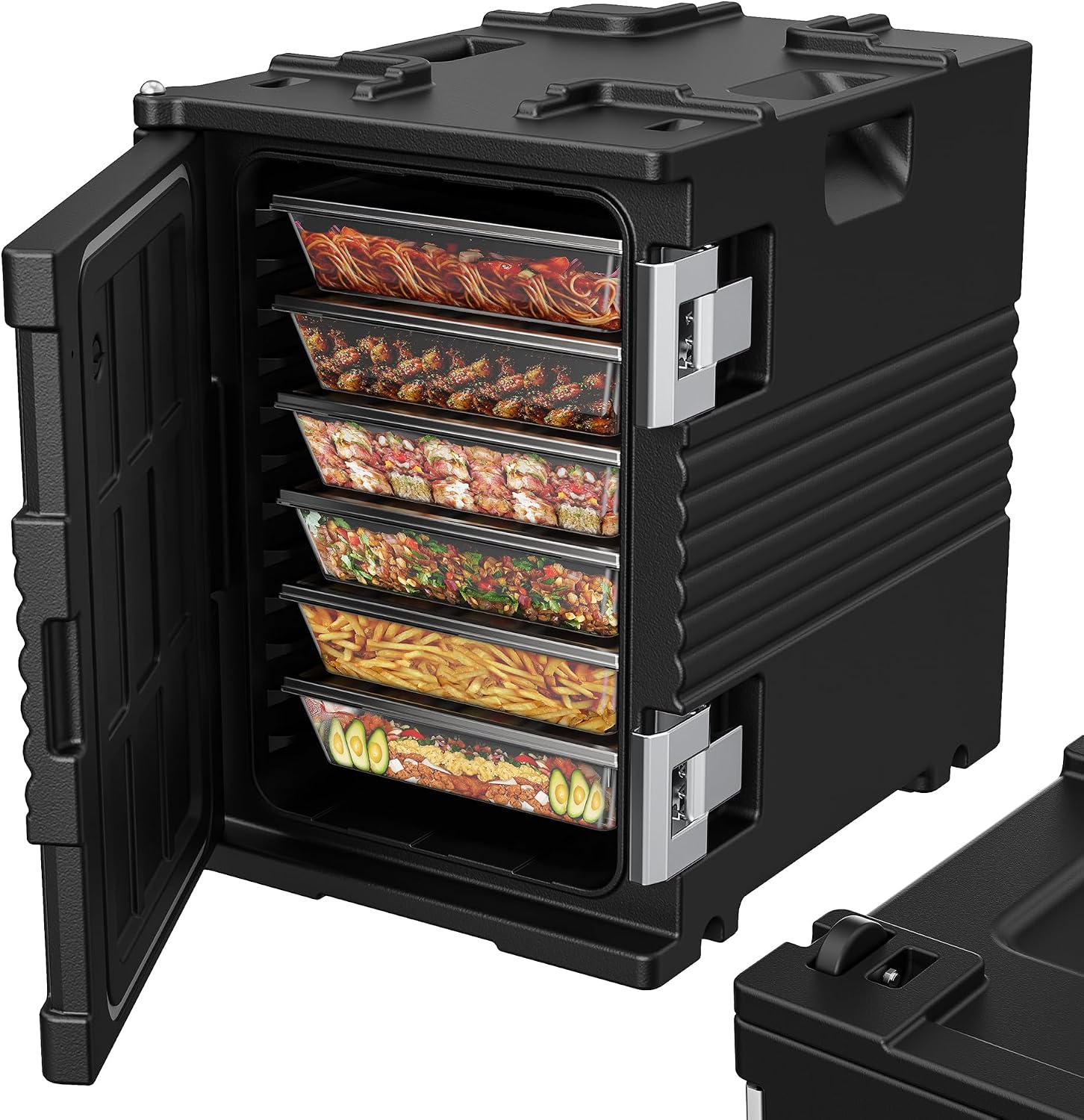 CAMMOO NSF 95Qt Food Warmer with Wheels & 304 Stainless Steel Latch | LLDPE Insulated Food Carrier for 6 Full-Size Pans(NOT Included) Hot Boxes for Catering Food Warmers for Parties CAMMOO NSF 95Qt Food Warmer with Wheels & 304 Stainless Steel Latch | LLDPE Insulated Food Carrier for 6 Full-Size Pans(NOT Included) Hot Boxes for Catering Food Warmers for Parties
