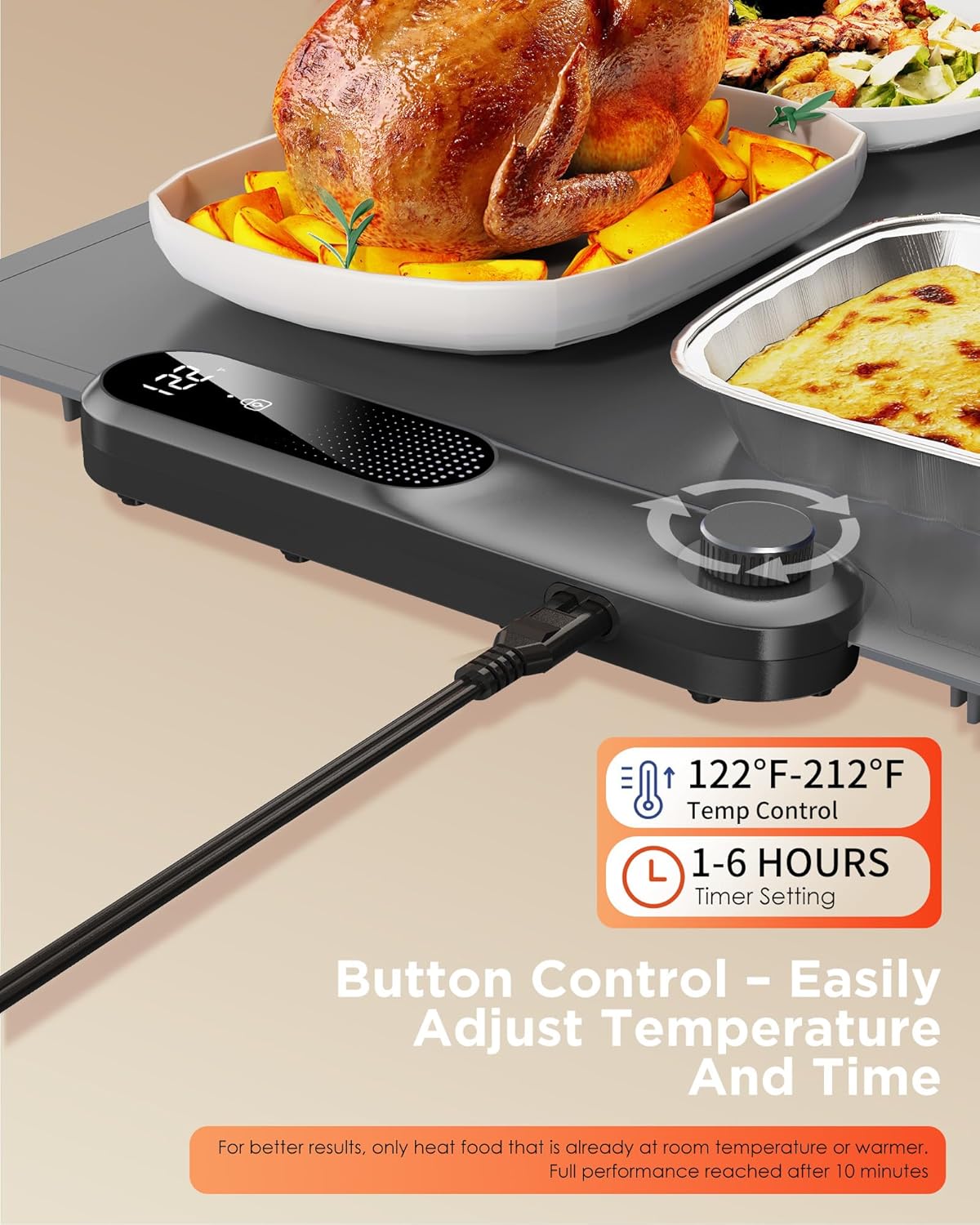 FEPPO Food Warming Mat, 35"x16" Food Warmers for Parties Buffet | Fast Full-Surface Warming Mat for Food with 19 Level Adjustable Temperature and 6 Hours Timer, Roll Up Food Warmer FEPPO Food Warming Mat, 35"x16" Food Warmers for Parties Buffet | Fast Full-Surface Warming Mat for Food with 19 Level Adjustable Temperature and 6 Hours Timer, Roll Up Food Warmer - Image 4
