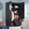 Sauder Miscellaneous Storage Armoire with Drawers, Raven Oak Finish Sauder Miscellaneous Storage Armoire with Drawers, Raven Oak Finish