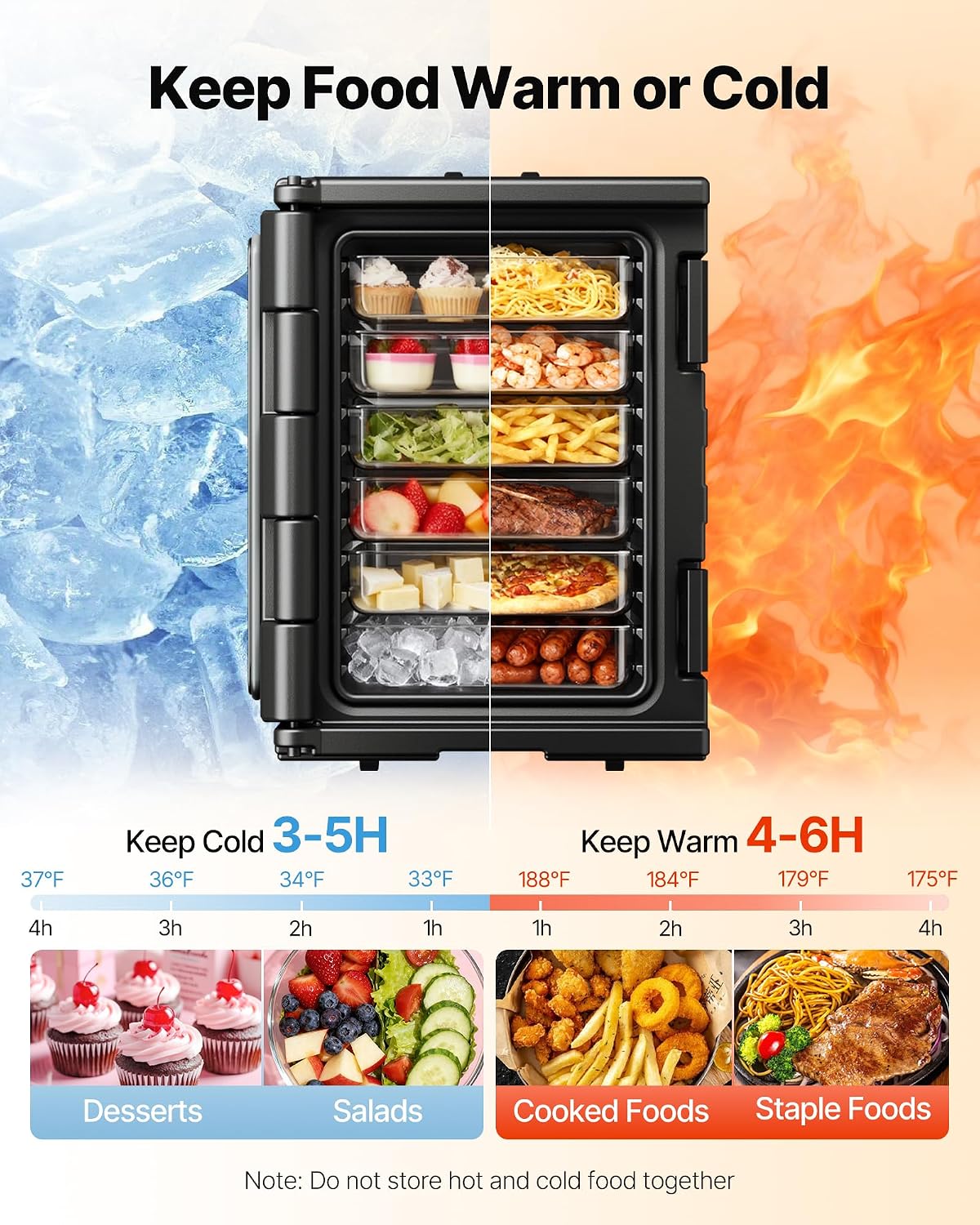 VEVOR Insulated Food Pan Carrier, 95 Qt Hot Box for Catering, LLDPE Food Box Carrier w/Double Buckles, Front Loading Food Warmer w/Handles, Stackable End Loader for Restaurant, Canteen, etc. Black VEVOR Insulated Food Pan Carrier, 95 Qt Hot Box for Catering, LLDPE Food Box Carrier w/Double Buckles, Front Loading Food Warmer w/Handles, Stackable End Loader for Restaurant, Canteen, etc. Black - Image 2