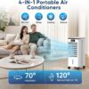 Portable Air Conditioners, 4-IN-1 Swamp Cooler, Evaporative Air Coolers with 3 Speeds & 4 Modes, 2-Gal Water Tank for Cooling, 15-20 FT/s Remote and Touch Control for Indoors Use