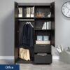 Sauder Miscellaneous Storage Armoire with Drawers, Raven Oak Finish Sauder Miscellaneous Storage Armoire with Drawers, Raven Oak Finish