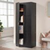Sauder Tall Storage Cabinet, Black, 4 Adjustable Shelves, Multi-Room Use Sauder Tall Storage Cabinet, Black, 4 Adjustable Shelves, Multi-Room Use