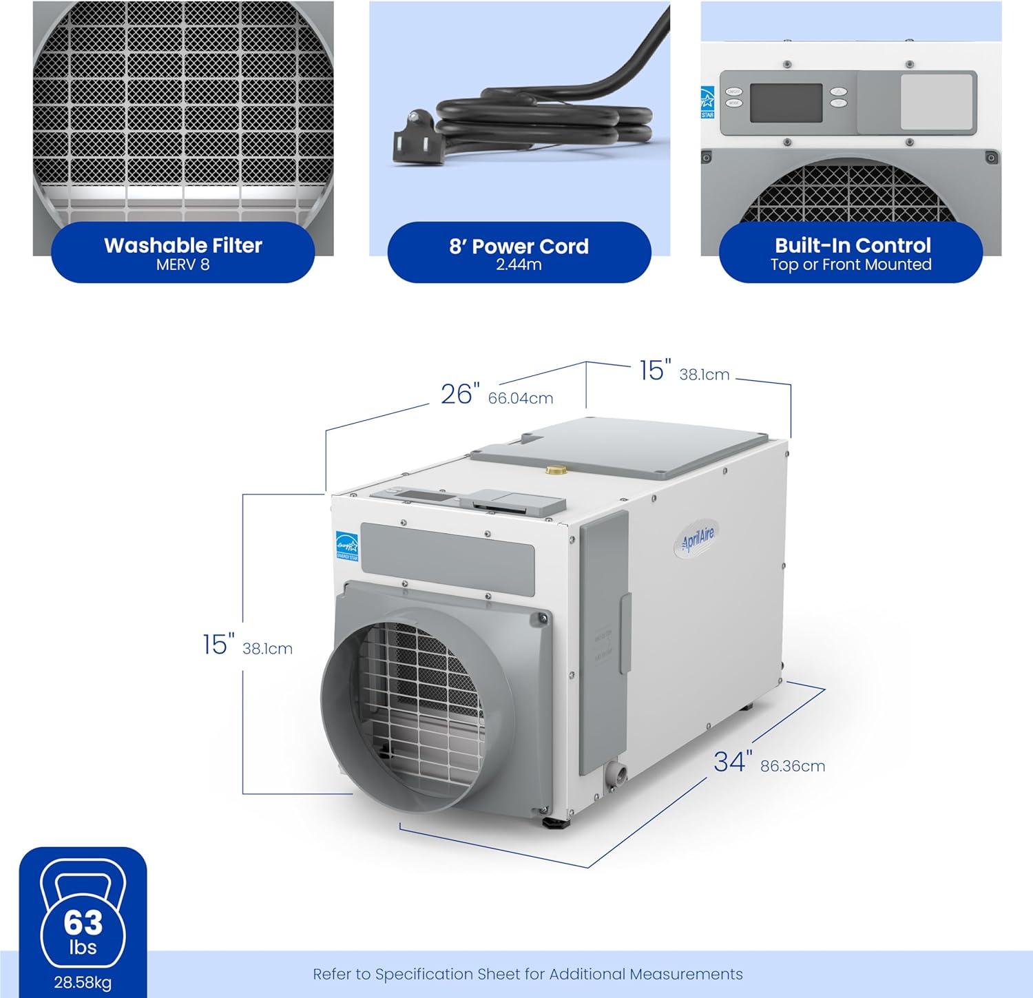 AprilAire E080 Pro 80-Pint Whole-House Dehumidifier, Energy Star Certified, Commercial-Grade for Basement, Crawlspace or Whole House up to 4,400 sq. ft. AprilAire E080 Pro 80-Pint Whole-House Dehumidifier, Energy Star Certified, Commercial-Grade for Basement, Crawlspace or Whole House up to 4,400 sq. ft. - Image 15