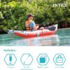 INTEX 68303EP Excursion Pro K1 Inflatable Kayak Set: Includes Deluxe 86in Kayak Paddles and High-Output Pump – SuperTough PVC – Adjustable Bucket Seat – 1-Person – 220lb Weight Capacity