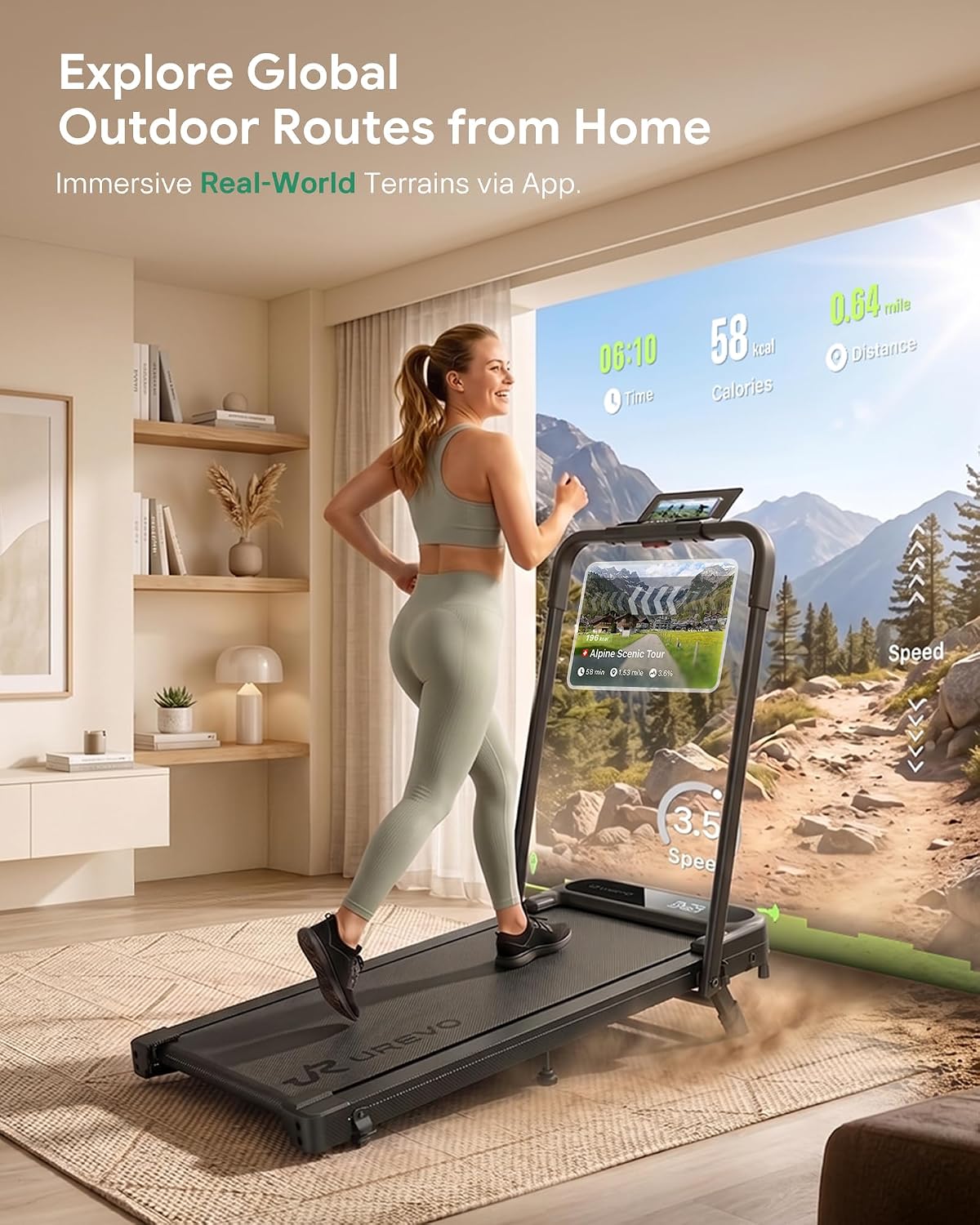 UREVO Strol 2E Pro Smart Incline Walking Pad Treadmill with APP, 12% Incline, Compact Walking Pad with Safety Handle, Plug & Play, Desk Treadmill with LED Display, Walking & Running for Home Office UREVO Strol 2E Pro Smart Incline Walking Pad Treadmill with APP, 12% Incline, Compact Walking Pad with Safety Handle, Plug & Play, Desk Treadmill with LED Display, Walking & Running for Home Office - Image 6