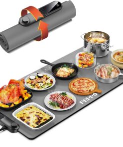 FEPPO Food Warming Mat, 35"x16" Food Warmers for Parties Buffet | Fast Full-Surface Warming Mat for Food with 19 Level Adjustable Temperature and 6 Hours Timer, Roll Up Food Warmer