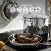 T-fal Pro Tri-Ply Stainless Steel 10-Piece Induction Cookware Set | NSF-certified, oven safe to 500°F, glass lids to 350°F, measuring marks inside, all cooktops including induction