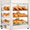 VEVOR 3-Tier Commercial Food Warmer Display, 800W Food Display Warmer with LED Light, Adjustable Shelf and Stainless Steel Frame, 86℉~185℉ Air Heating, 34L for Hamburger, Pizza, Bread, Fried Chicken