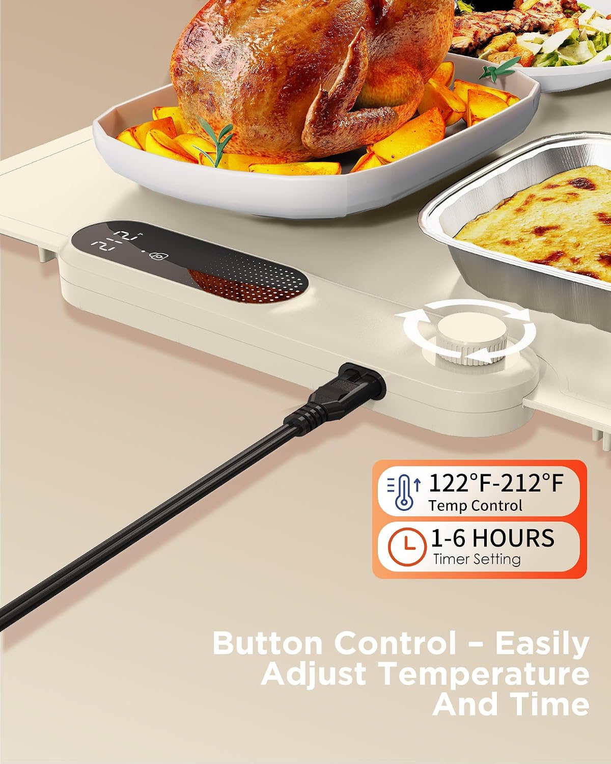 FEPPO Food Warming Mat, 35”x16” Electric Warming Trays for Buffets Party | Fast Full-Surface Heating Mat for Food with 19 Level Adjustable Temperature and 6 Hours Timer, Roll Up Food Warmer FEPPO Food Warming Mat, 35”x16” Electric Warming Trays for Buffets Party | Fast Full-Surface Heating Mat for Food with 19 Level Adjustable Temperature and 6 Hours Timer, Roll Up Food Warmer - Image 4