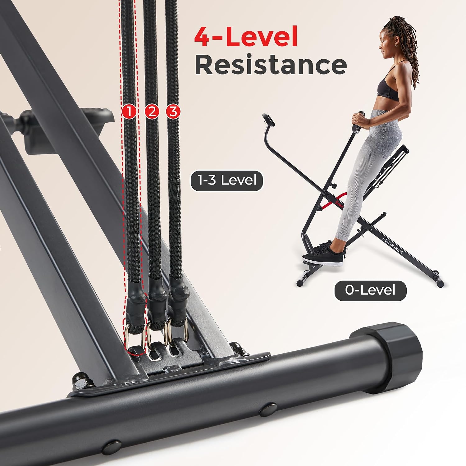 Sunny Health & Fitness Smart Upright Row-N-Ride Trainer w/Adjustable Resistance & 330LB Weight Capacity, Foldable Home Exercise Equipment for Arm, Glute & Leg Training, Free SunnyFit App Connection Sunny Health & Fitness Smart Upright Row-N-Ride Trainer w/Adjustable Resistance & 330LB Weight Capacity, Foldable Home Exercise Equipment for Arm, Glute & Leg Training, Free SunnyFit App Connection - Image 4