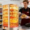 VEVOR 5-Tier Commercial Food Warmer Display, 800W Food Display Warmer with LED Light, Adjustable Shelf and Stainless Steel Frame, 86℉~185℉ Air Heating, 60L for Hamburger, Pizza, Bread, Fried Chicken