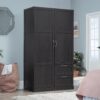 Sauder Miscellaneous Storage Armoire with Drawers, Raven Oak Finish Sauder Miscellaneous Storage Armoire with Drawers, Raven Oak Finish