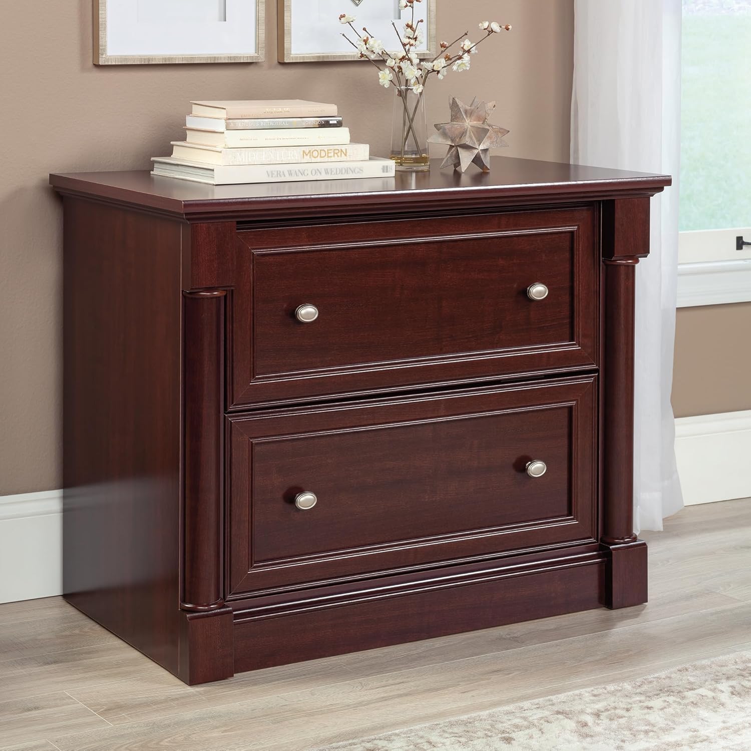 Sauder Palladia File Cabinet with 2 Drawers, Safety Mechanism, Lateral File Cabinet - Select Cherry Finish Sauder Palladia File Cabinet with 2 Drawers, Safety Mechanism, Lateral File Cabinet - Select Cherry Finish - Image 2