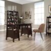 Sauder Ladder Bookshelf 5 Tier Trestle Ladder Shelf Wooden Bookcase, in Jamocha Wood