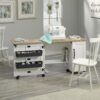 Sauder Miscellaneous Storage Sewing Cart, Drop-Leaf Craft Table, Sewing Table with Storage - Soft White Finish Sauder Miscellaneous Storage Sewing Cart, Drop-Leaf Craft Table, Sewing Table with Storage - Soft White Finish
