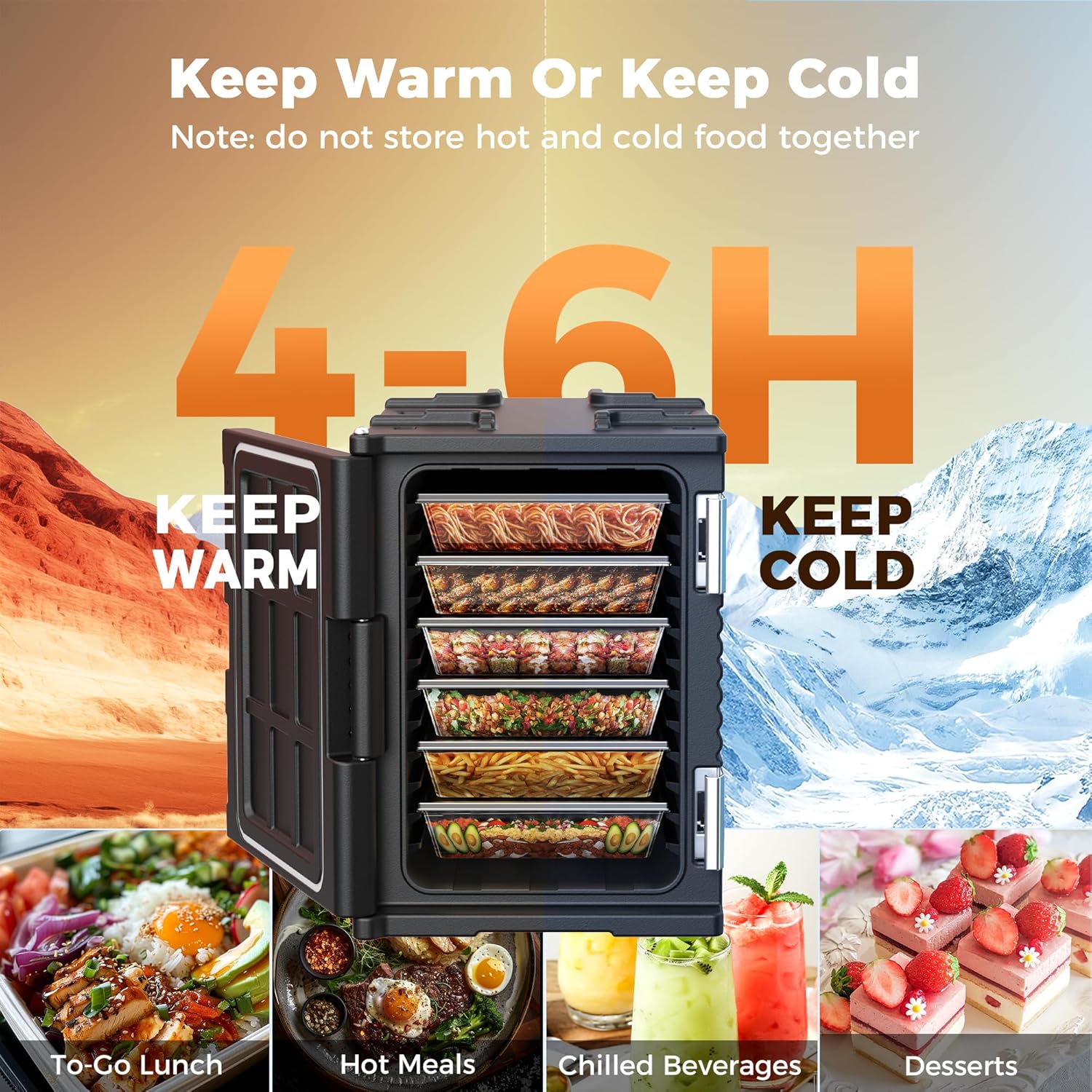 CAMMOO NSF 95Qt Food Warmer with Wheels & 304 Stainless Steel Latch | LLDPE Insulated Food Carrier for 6 Full-Size Pans(NOT Included) Hot Boxes for Catering Food Warmers for Parties CAMMOO NSF 95Qt Food Warmer with Wheels & 304 Stainless Steel Latch | LLDPE Insulated Food Carrier for 6 Full-Size Pans(NOT Included) Hot Boxes for Catering Food Warmers for Parties - Image 4