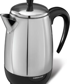 Farberware Electric Coffee Percolator, Stainless Steel Basket, Automatic Keep Warm, No-Drip Spout, 8 Cup