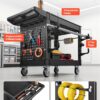 VEVOR Utility Cart with Tray & Pegboard, 44.8 x 24in 2 Tier Service Cart with 360° Swivel & Fixed Wheels (2 Brakes), 550 LBS Work Cart Tub Storage W/Deep Shelves, Tool Storage for Garage Warehouse
