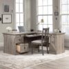 Sauder Palladia L Shaped Desk with Drawers, Office Desk with File Cabinet Storage, Cable Management, Keyboard Tray, in Split Oak finish Sauder Palladia L Shaped Desk with Drawers, Office Desk with File Cabinet Storage, Cable Management, Keyboard Tray, in Split Oak finish