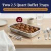 Elite Gourmet EWM-6122X Dual Buffet Server, 2 x 2.5 Qt, Stainless Steel | Deluxe Party Tray Doubles for Gravy & Holiday Essentials at Special Events - Great for Parties & Catering