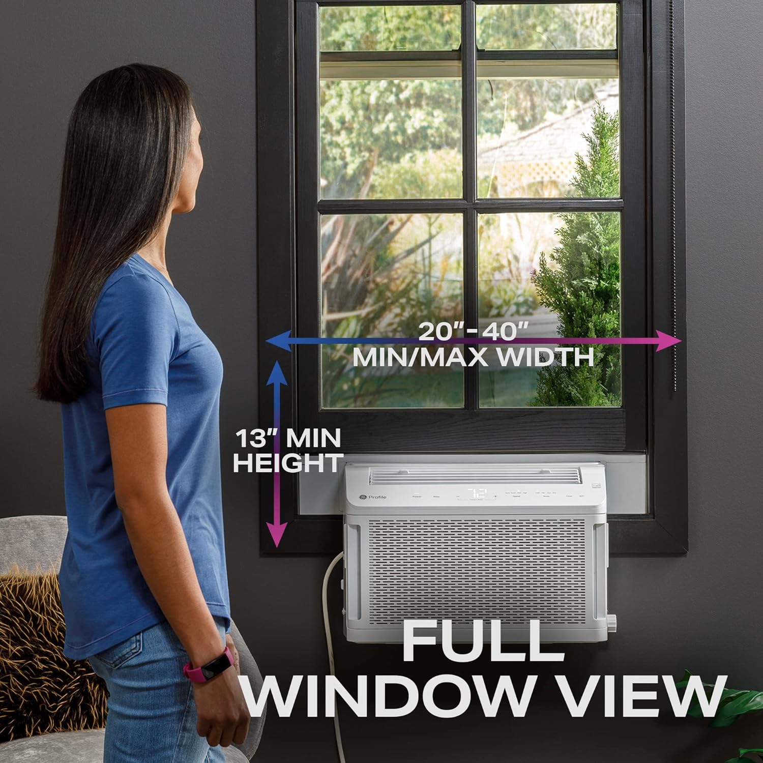 GE Profile ClearView Inverter Window Air Conditioner Unit, 12,200 BTU, Energy Efficient Cooling up to 550 sq ft., Ultra Quiet, SMART Home Capable, Includes Remote, White GE Profile ClearView Inverter Window Air Conditioner Unit, 12,200 BTU, Energy Efficient Cooling up to 550 sq ft., Ultra Quiet, SMART Home Capable, Includes Remote, White - Image 3