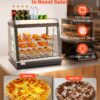 VEVOR 3-Tier Commercial Food Warmer Display, 1200W Food Display Warmer with LED Light, Top Storage and Adjustable Shelves, 86℉~185℉ Steam Heating, 75L for Hamburger, Pizza, Bread, Fried Chicken