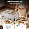 VEVOR Commercial Food Warmer, 1500W Electric Stainless Steel Steam Food Warmer with Lid, 6-Pan Fast Heating Countertop Buffet Bain Marie with Soup & Perforated Ladles, for Catering, Restaurant, Party