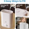 Everlasting Comfort 6L Top Fill Humidifier for Bedroom – Quiet, Easy to Fill & Clean, 60HR Runtime, Night Light, Timer, Ultrasonic Cool Mist, Auto Shut-Off for Indoor Use- White