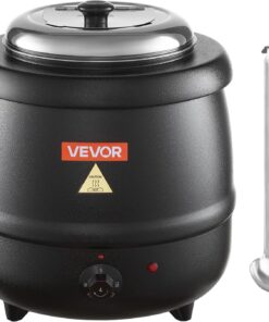 VEVOR Electric Soup Warmer, 10QT Commercial Soup Kettle with 304 Stainless Steel Detachable Insert Pot, 95~176°F Adjustable Temperature, Soup Station for Restaurant and Big Family, Black